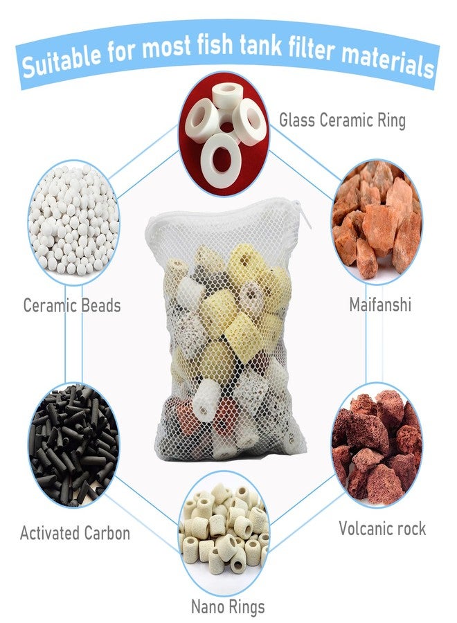 AHSNYLC Aquarium Mesh Bag - Aquarium Substrate,Aquarium Media Bag,Filter Media Bag,Aquarium Filter Media Bags with Zipper for Activated Carbon for Biospheres Ceramic Rings 10PCS - Image 3